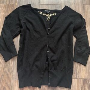 Le Chateau Black Top with Gold Embroidery
